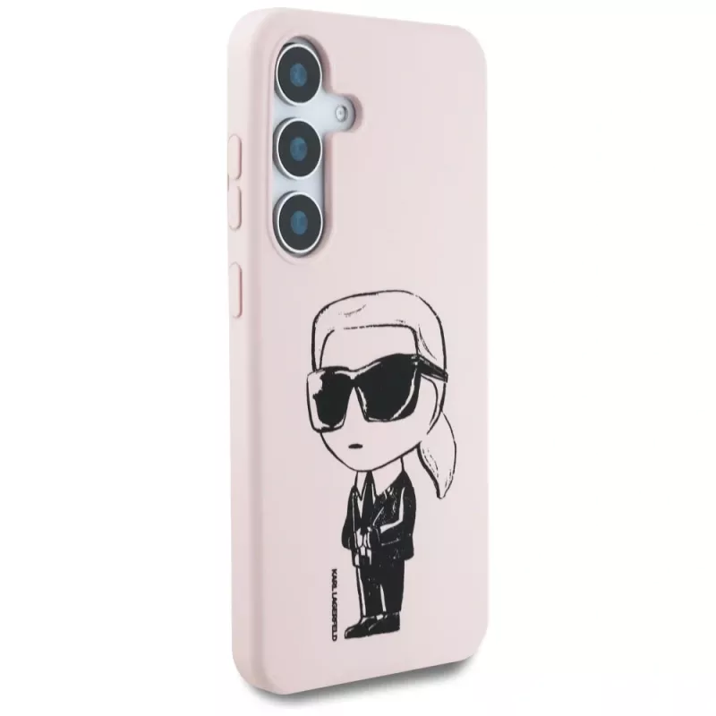 KARL LAGERFELD Silicone Graffiti Ikonik Printed Logo MagSafe -kotelo Samsung Galaxy S25:lle - pinkki