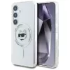 Karl Lagerfeld Button Choupette Head Printed Logo MagSafe -kotelo Samsung Galaxy S25:lle, valkoinen