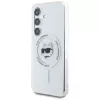 Karl Lagerfeld Button Choupette Head Printed Logo MagSafe -kotelo Samsung Galaxy S25:lle, valkoinen