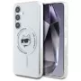 Karl Lagerfeld Button Choupette Head Printed Logo MagSafe -kotelo Samsung Galaxy S25+:lle, valkoinen