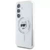 Karl Lagerfeld Button Choupette Head Printed Logo MagSafe -kotelo Samsung Galaxy S25+:lle, valkoinen