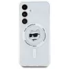 Karl Lagerfeld Button Choupette Head Printed Logo MagSafe -kotelo Samsung Galaxy S25+:lle, valkoinen