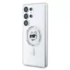 Karl Lagerfeld Button Choupette Head Printed Logo MagSafe -kotelo Samsung Galaxy S25 Ultralle, valkoinen