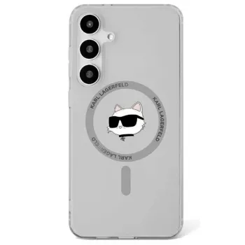 Karl Lagerfeld Button Choupette Head Printed Logo MagSafe -kotelo Samsung Galaxy S25:lle, musta