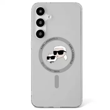 Karl Lagerfeld Button Karl & Choupette Heads Printed Logo MagSafe -kotelo Samsung Galaxy S25 Plus, musta