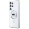 KARL LAGERFELD Button Karl Head Printed Logo MagSafe -kotelo Samsung Galaxy S25 Ultralle, valkoinen