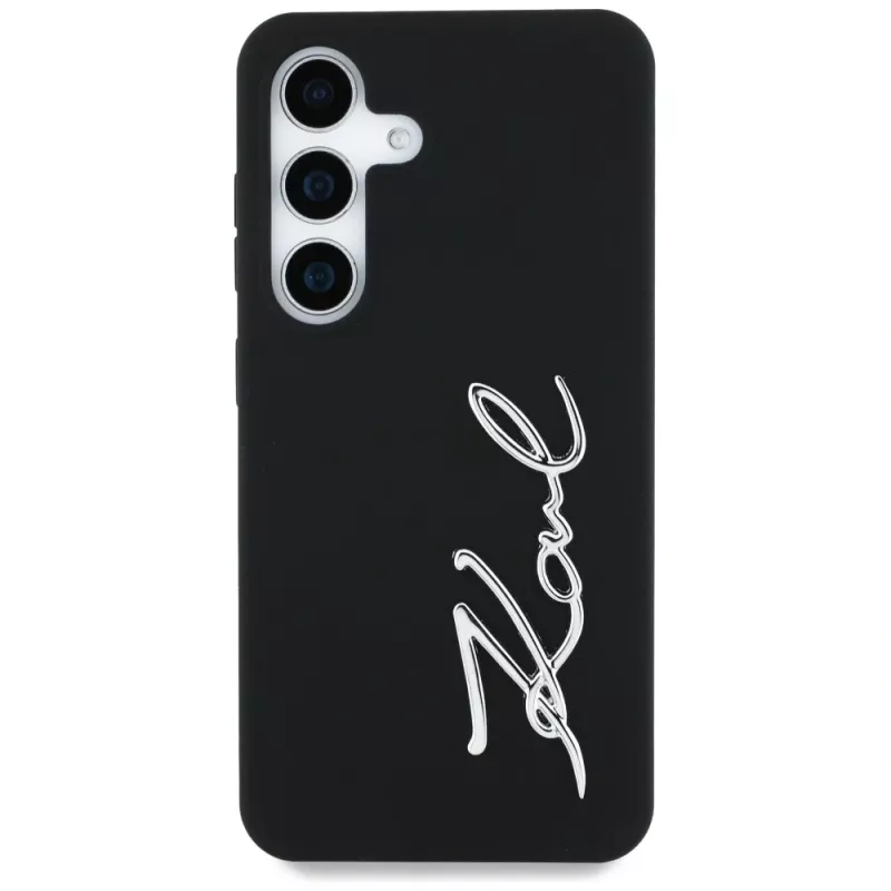 KARL LAGERFELD Silicone Metal Signature Logo -kotelo Samsung Galaxy S25, musta