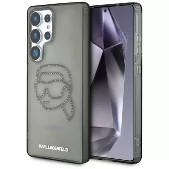 Karl Lagerfeld Rhinestones Karl Head Logo -kotelo Samsung Galaxy S25 Ultra, musta