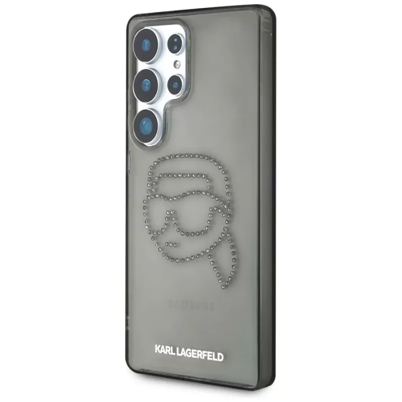 Karl Lagerfeld Rhinestones Karl Head Logo -kotelo Samsung Galaxy S25 Ultra, musta