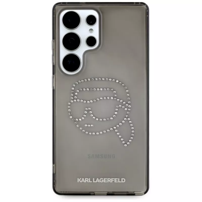 Karl Lagerfeld Rhinestones Karl Head Logo -kotelo Samsung Galaxy S25 Ultra, musta