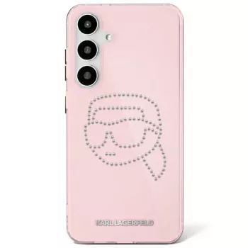 Karl Lagerfeld Rhinestones Karl Head Logo -kotelo Samsung Galaxy S25 (pinkki)
