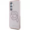 Karl Lagerfeld Rhinestones Karl Head Logo -kotelo Samsung Galaxy S25 (pinkki)