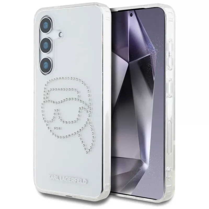 Karl Lagerfeld Rhinestones Karl Head Logo -kotelo Samsung Galaxy S25 (läpinäkyvä)