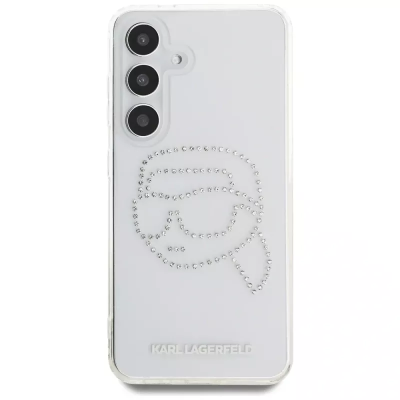 Karl Lagerfeld Rhinestones Karl Head Logo -kotelo Samsung Galaxy S25 (läpinäkyvä)
