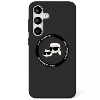 Karl Lagerfeld Silicone DoubleHeads And Circle MagSafe -kotelo Samsung Galaxy S25, musta
