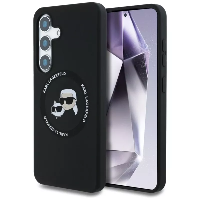 Karl Lagerfeld Silicone DoubleHeads And Circle MagSafe -kotelo Samsung Galaxy S25, musta