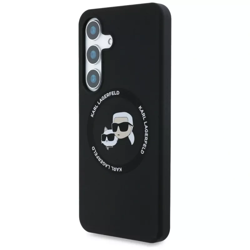 Karl Lagerfeld Silicone DoubleHeads And Circle MagSafe -kotelo Samsung Galaxy S25, musta