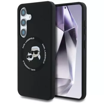 KARL LAGERFELD Silicone DoubleHeads & Circle MagSafe -kotelo Samsung Galaxy S25+ - musta