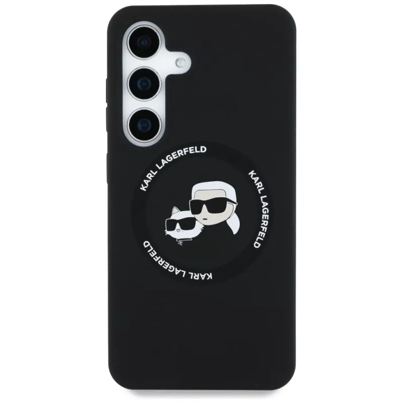 KARL LAGERFELD Silicone DoubleHeads & Circle MagSafe -kotelo Samsung Galaxy S25+ - musta