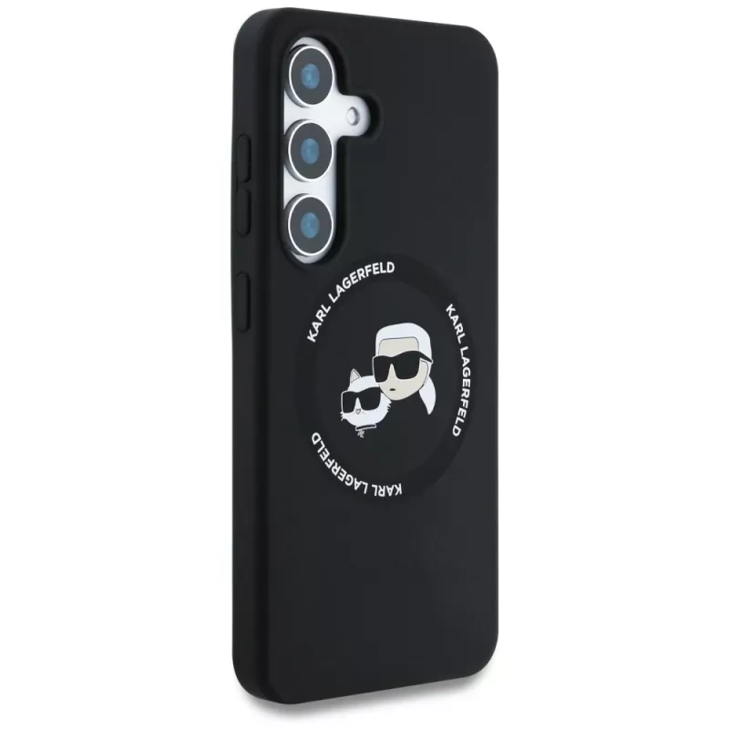 KARL LAGERFELD Silicone DoubleHeads & Circle MagSafe -kotelo Samsung Galaxy S25+ - musta