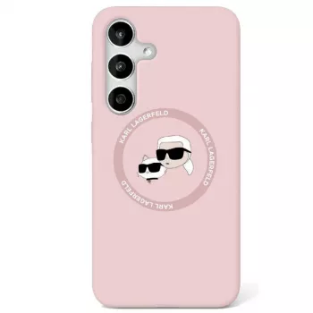 KARL LAGERFELD Silikoni Double Heads And Circle MagSafe -kotelo Samsung Galaxy S25, pinkki