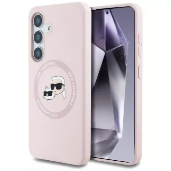 KARL LAGERFELD Silikoni Double Heads And Circle MagSafe -kotelo Samsung Galaxy S25, pinkki