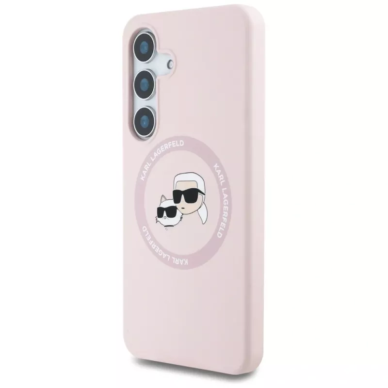 KARL LAGERFELD Silikoni Double Heads And Circle MagSafe -kotelo Samsung Galaxy S25, pinkki