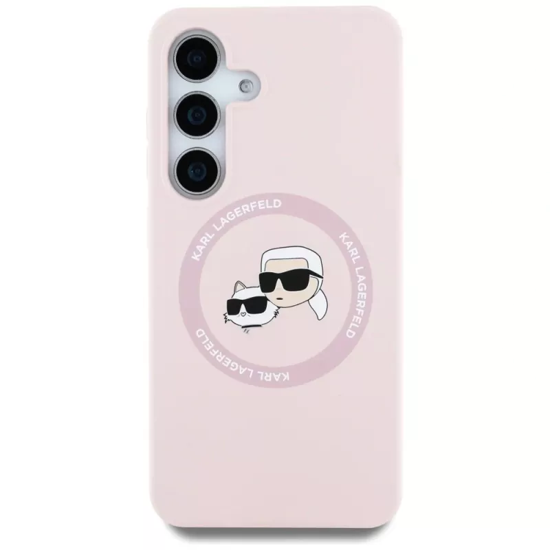 KARL LAGERFELD Silikoni Double Heads And Circle MagSafe -kotelo Samsung Galaxy S25, pinkki
