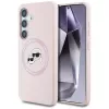 Karl Lagerfeld Silicone DoubleHeads And Circle MagSafe -kotelo Samsung Galaxy S25+, pinkki