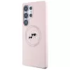Karl Lagerfeld Silicone DoubleHeads & Circle MagSafe -kotelo Samsung Galaxy S25 Ultra, pinkki