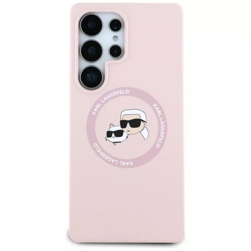 Karl Lagerfeld Silicone DoubleHeads & Circle MagSafe -kotelo Samsung Galaxy S25 Ultra, pinkki