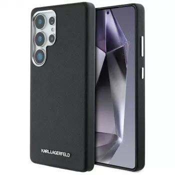 Karl Lagerfeld Saffiano Full-Wrapped Elongated Metal Logo MagSafe -kotelo Samsung Galaxy S25 Ultra, musta