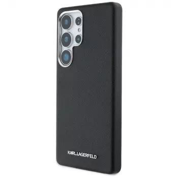Karl Lagerfeld Saffiano Full-Wrapped Elongated Metal Logo MagSafe -kotelo Samsung Galaxy S25 Ultra, musta
