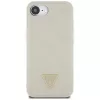 Guess Grained Hot Stamp Peony Triangle Logo MagSafe -kotelo iPhone 16e (beige)