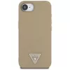 Guess Grained Triangle MagSafe -kotelo iPhone 16e (ruskea)