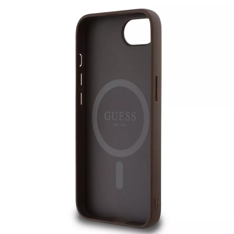 Guess 4G Ring Triangle Logo MagSafe -kotelo iPhone 16e (ruskea)
