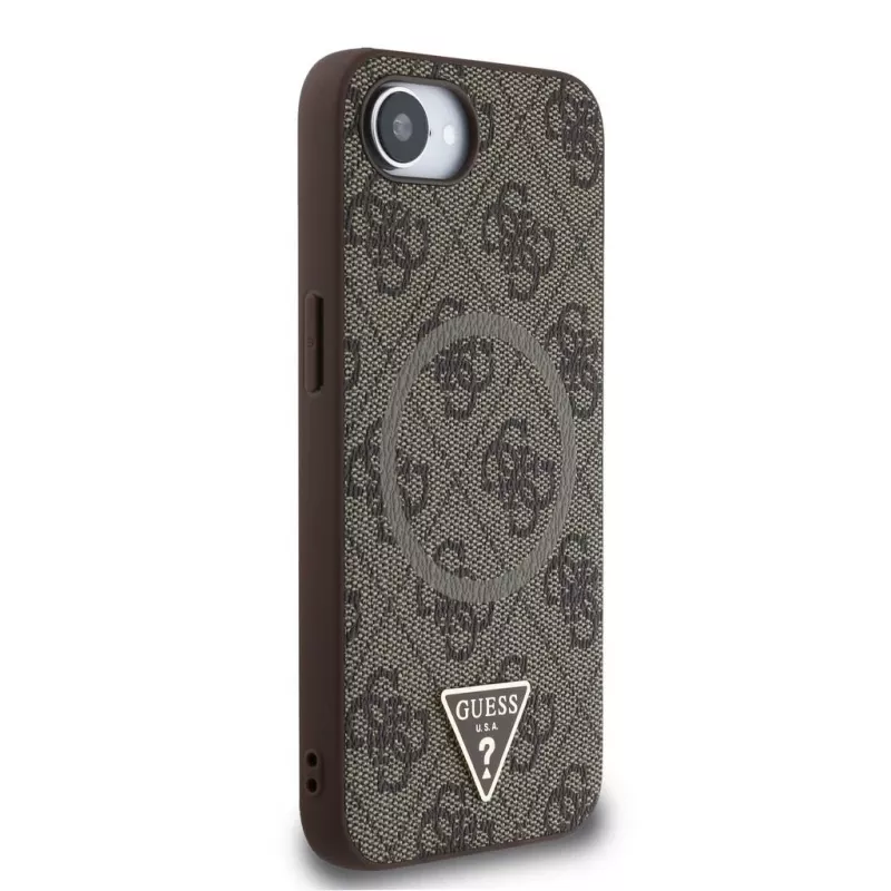 Guess 4G Ring Triangle Logo MagSafe -kotelo iPhone 16e (ruskea)