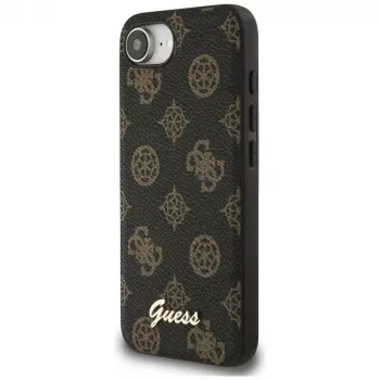 Guess Peony Script Logo MagSafe -kotelo Apple iPhone 16e / 17e, musta