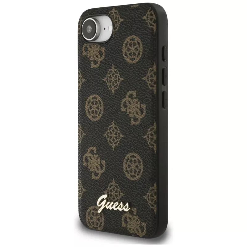 Guess Peony Script Logo MagSafe -kotelo Apple iPhone 16e / 17e, musta
