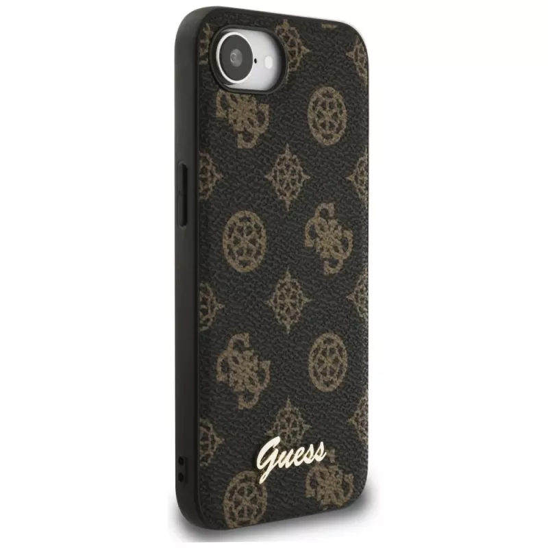 Guess Peony Script Logo MagSafe -kotelo Apple iPhone 16e / 17e, musta