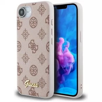 Guess Peony Script Logo MagSafe -kotelo iPhone 16e / 17e, ruskea