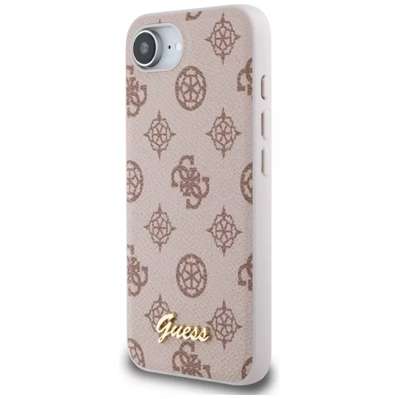 Guess Peony Script Logo MagSafe -kotelo iPhone 16e / 17e, ruskea
