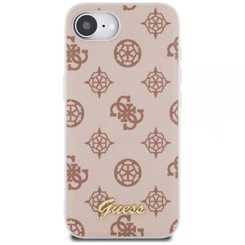 Guess Peony Script Logo MagSafe -kotelo iPhone 16e / 17e, ruskea