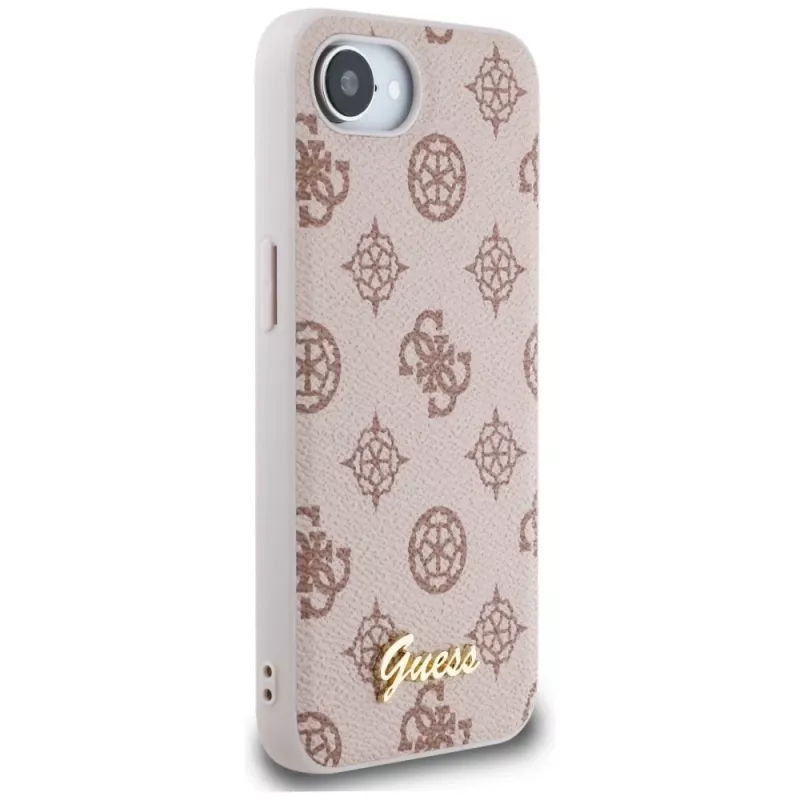 Guess Peony Script Logo MagSafe -kotelo iPhone 16e / 17e, ruskea