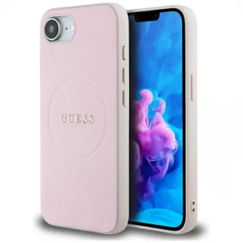 Guess Grained Ring MagSafe -kotelo Apple iPhone 16e (pinkki)