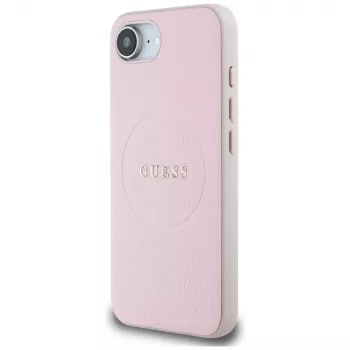 Guess Grained Ring MagSafe -kotelo Apple iPhone 16e (pinkki)