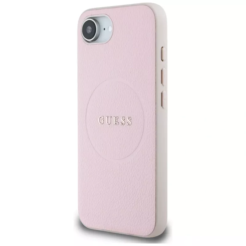 Guess Grained Ring MagSafe -kotelo Apple iPhone 16e (pinkki)