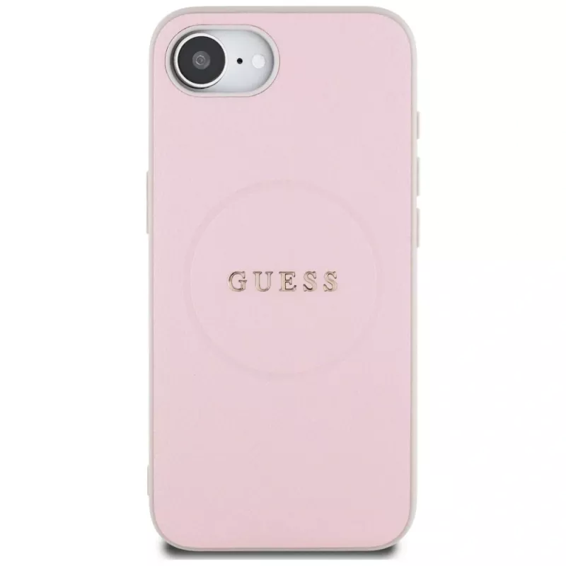 Guess Grained Ring MagSafe -kotelo Apple iPhone 16e (pinkki)
