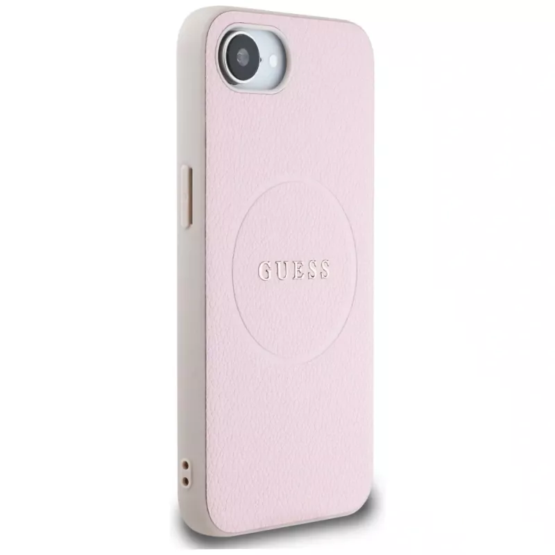 Guess Grained Ring MagSafe -kotelo Apple iPhone 16e (pinkki)