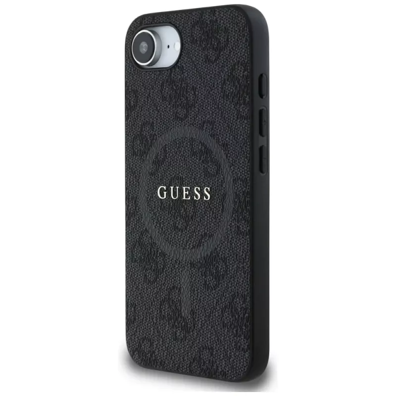 Guess 4G Ring Classic Logo MagSafe -kotelo iPhone 16e (musta)